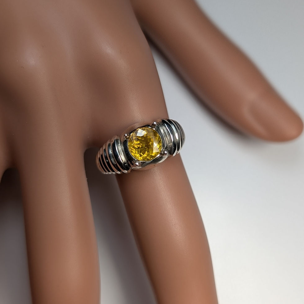 Miniatura: 1.3ct Natural Titanite Sphene 925 Silver / Gold/ Platinum ring