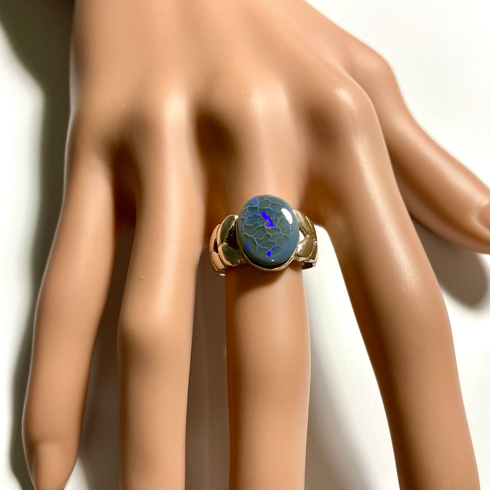 Miniatura: 2.5cts Natural Australian Black Opal Silver / Gold / Platinum ring