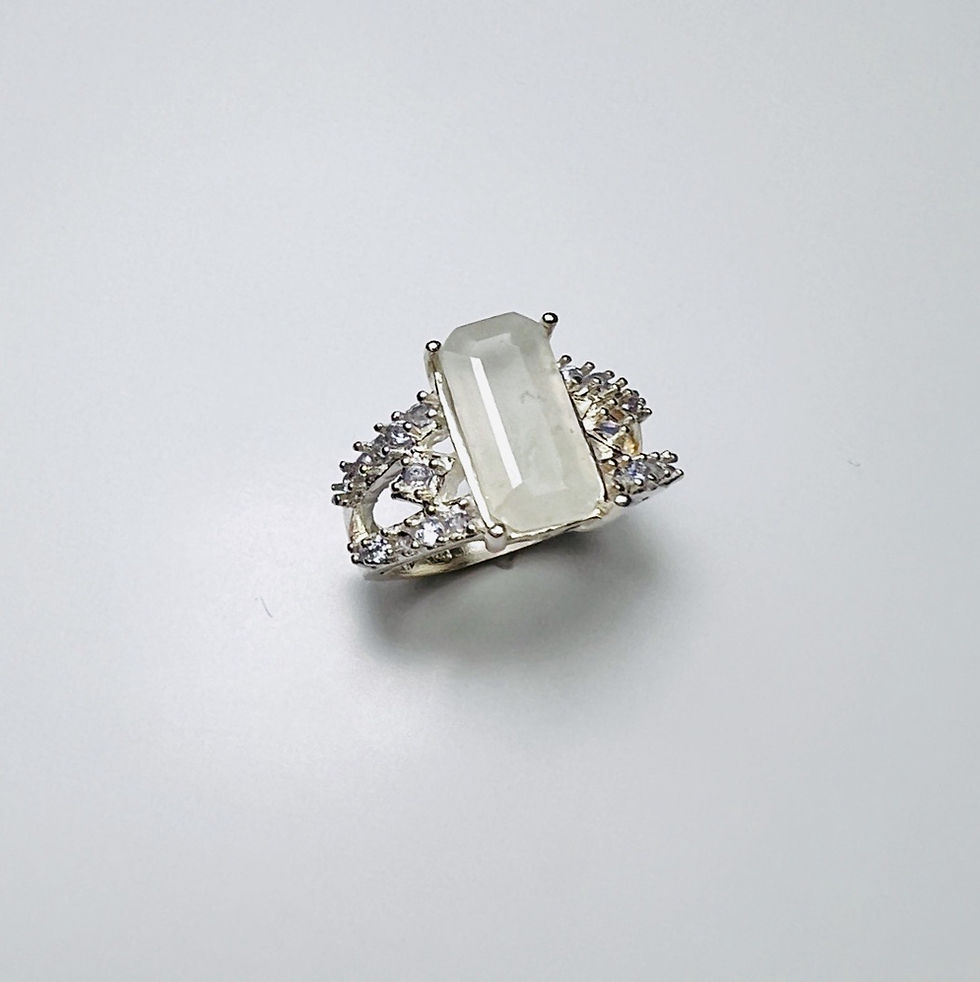 縮圖：Certified 3.8ct Natural grossular garnet colourless 925 Silver / Gold ri