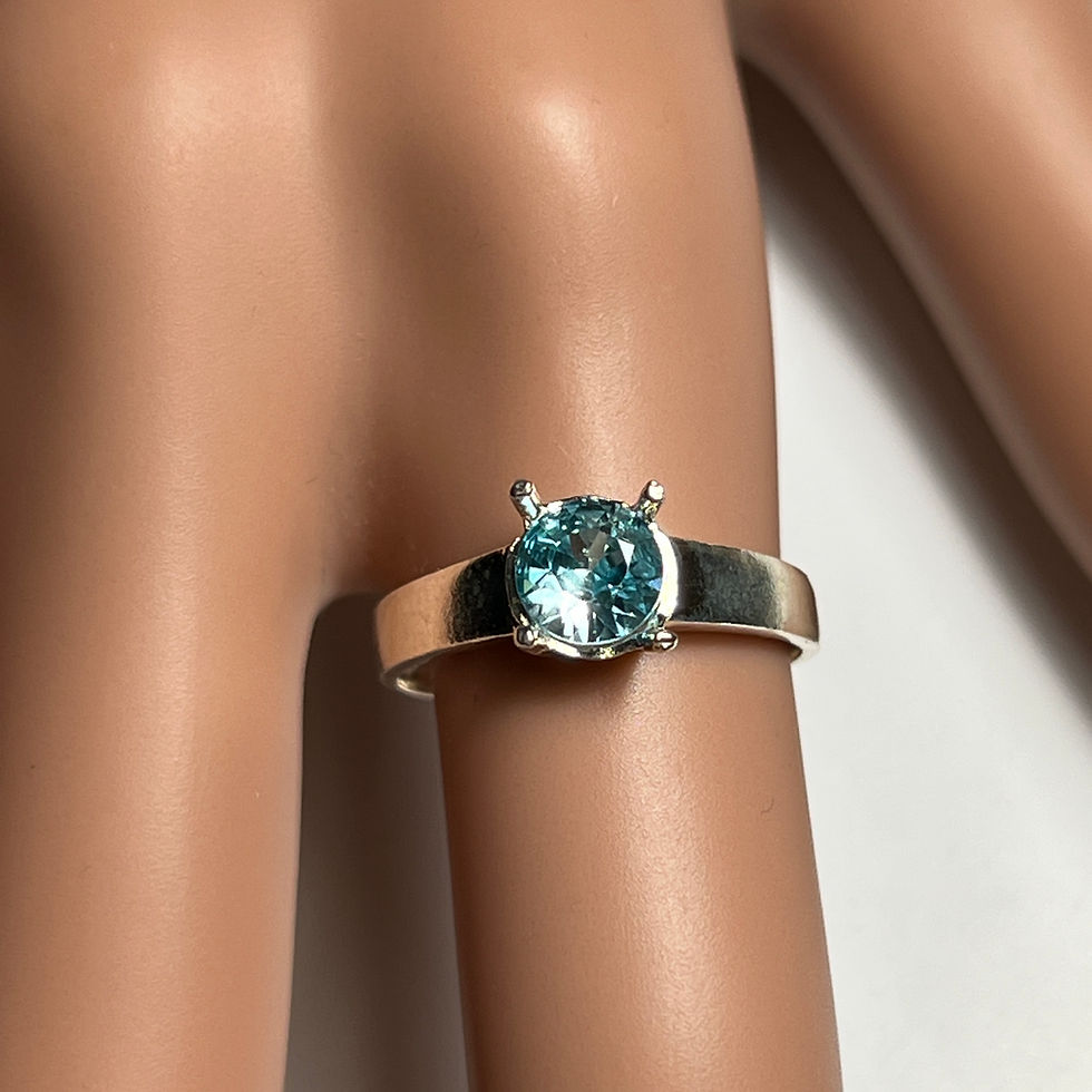 縮圖：Natural Cambodian Blue Zircon 925 Sterling silver Platinum/ 9ct 14k 18k yellow white rose red Gold seahorse engagement ring a