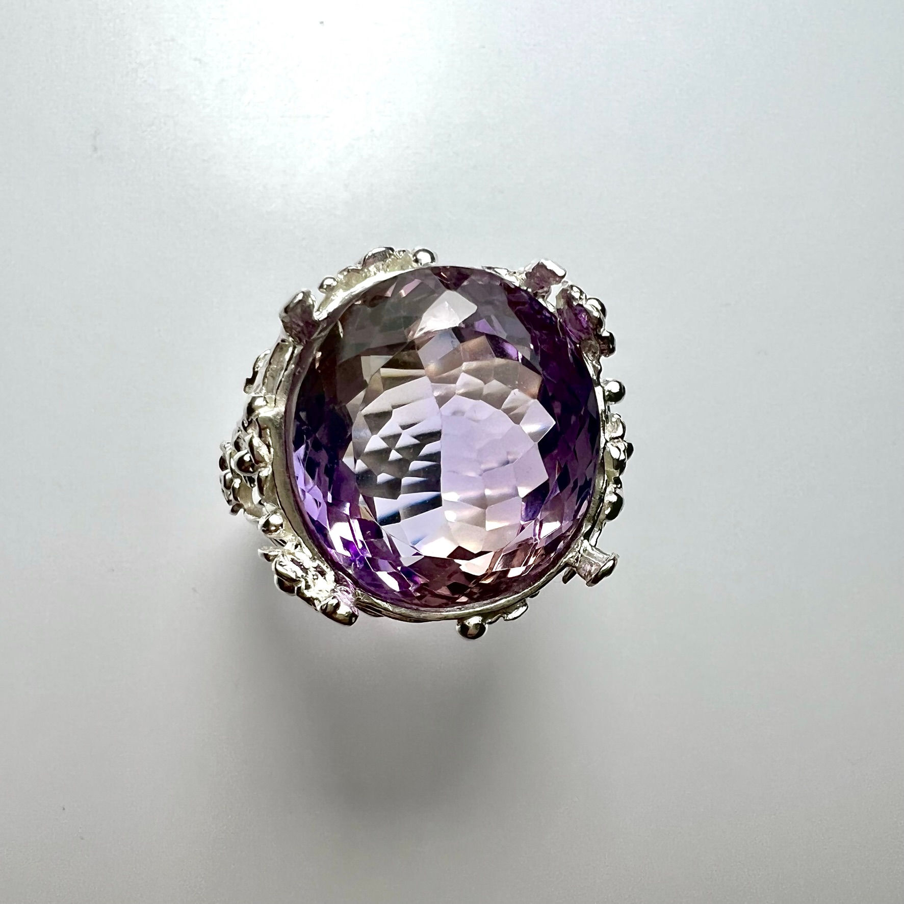 15.5cts Natural Bi-colour Ametrine 925 Silver / Gold/ Platinum ring