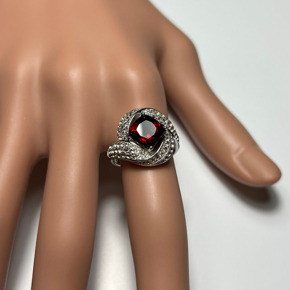 Miniatura: 2.75ct Natural Red Pyrope garnet 925 Silver / Gold/ Platinum ring