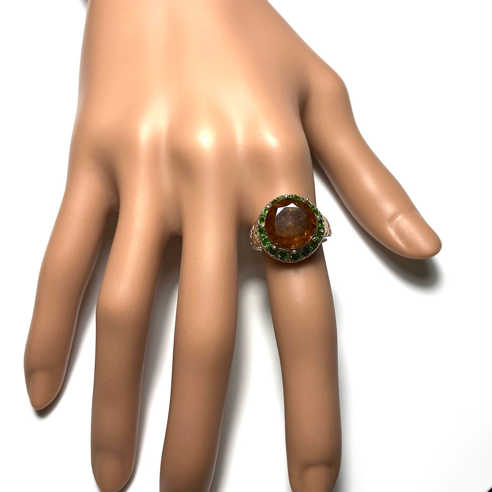 縮圖：8.8ct Natural Orange Sphalerite 925 Silver / Gold/ Platinum ring