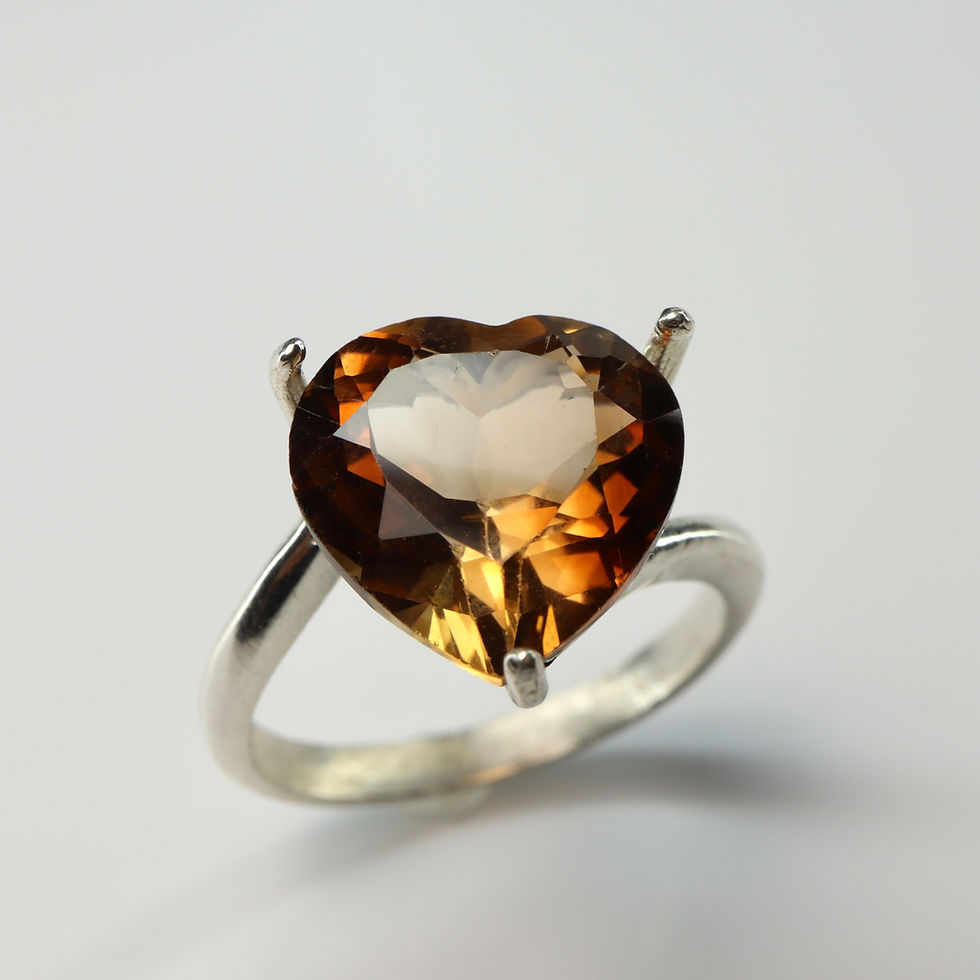 Miniature : 6.45cts Natural Imperial topaz peach brown 925 Silver/ Gold heart solitaire ring