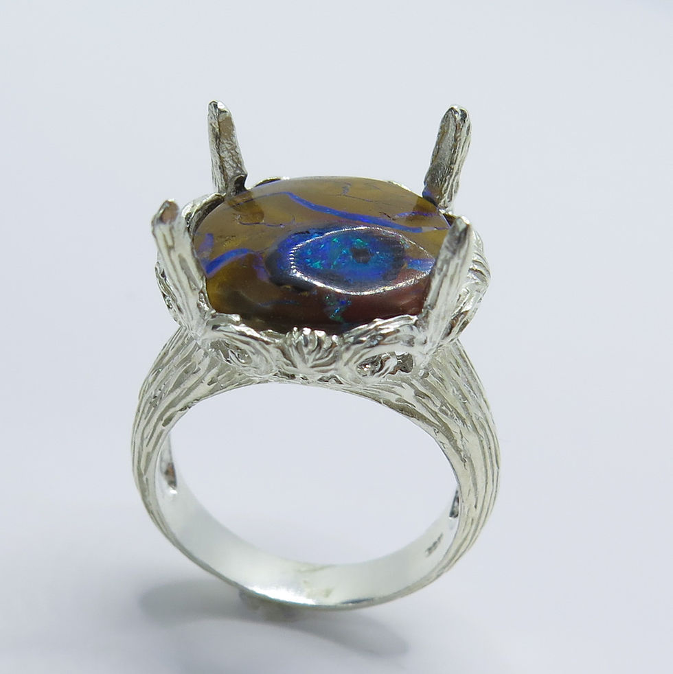 縮圖：6ct Natural Australian Boulder Opal 925 Silver / Gold/ Platinum ring