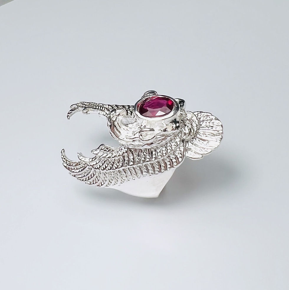縮圖：Natural Ruby 925 Silver / Gold/ Platinum Phoenix eagle mans unisex ring