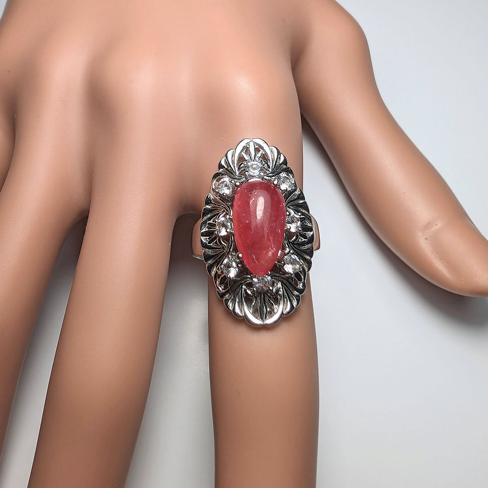 縮圖：3.45ct Natural Red Rhodonite 925 Silver/ Gold/ ring