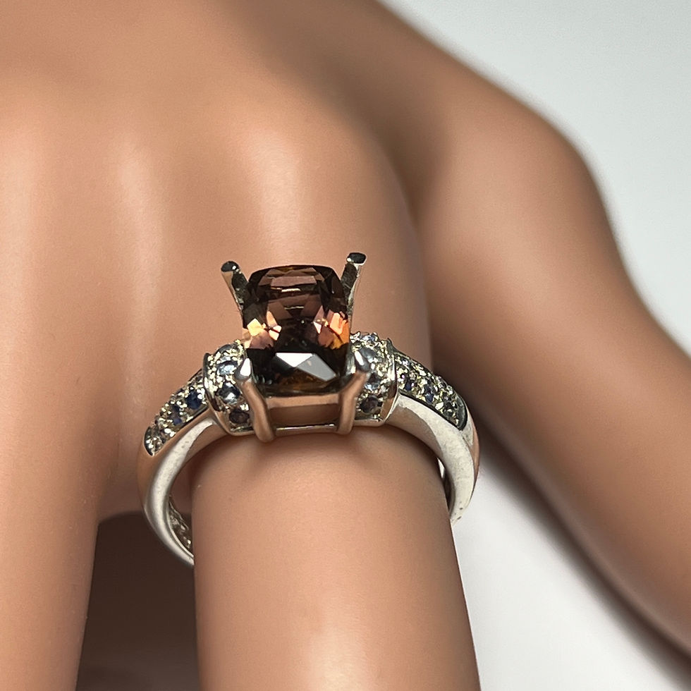 Miniatura: Natural brown axinite 925 Silver / Gold/ Platinum Art deco ring
