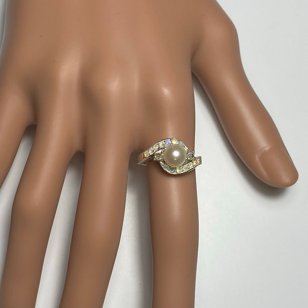 縮圖：Certified Cultured Freshwater Pearl white 925 Silver / Gold ring