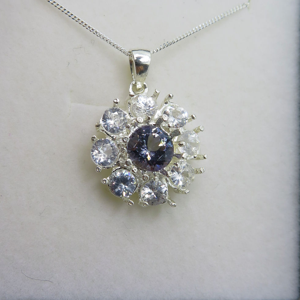 Miniatura: Natural purple blue Tanzanite 925 Silver 9ct 14k 18k 375 585 750 Gold Platinum round pendant