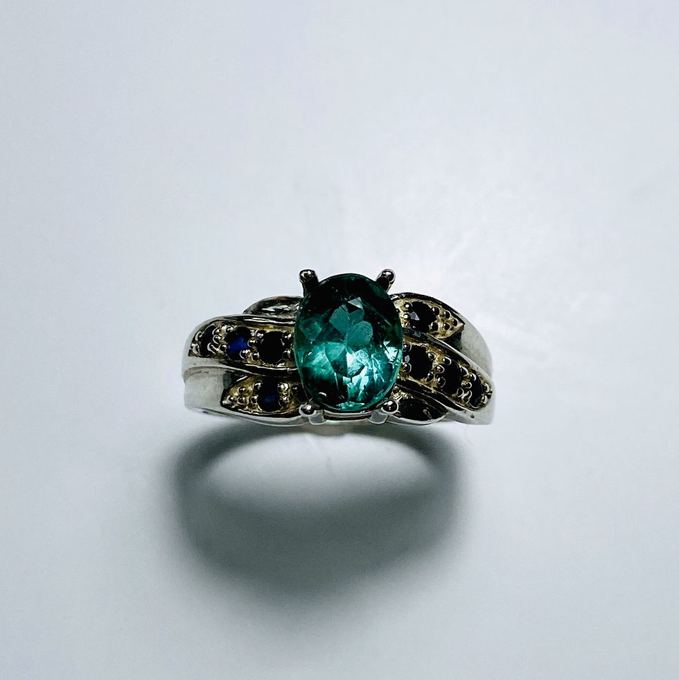 Miniatura: 1.75ct Natural Indicolite tourmaline 925 Silver / Gold ring