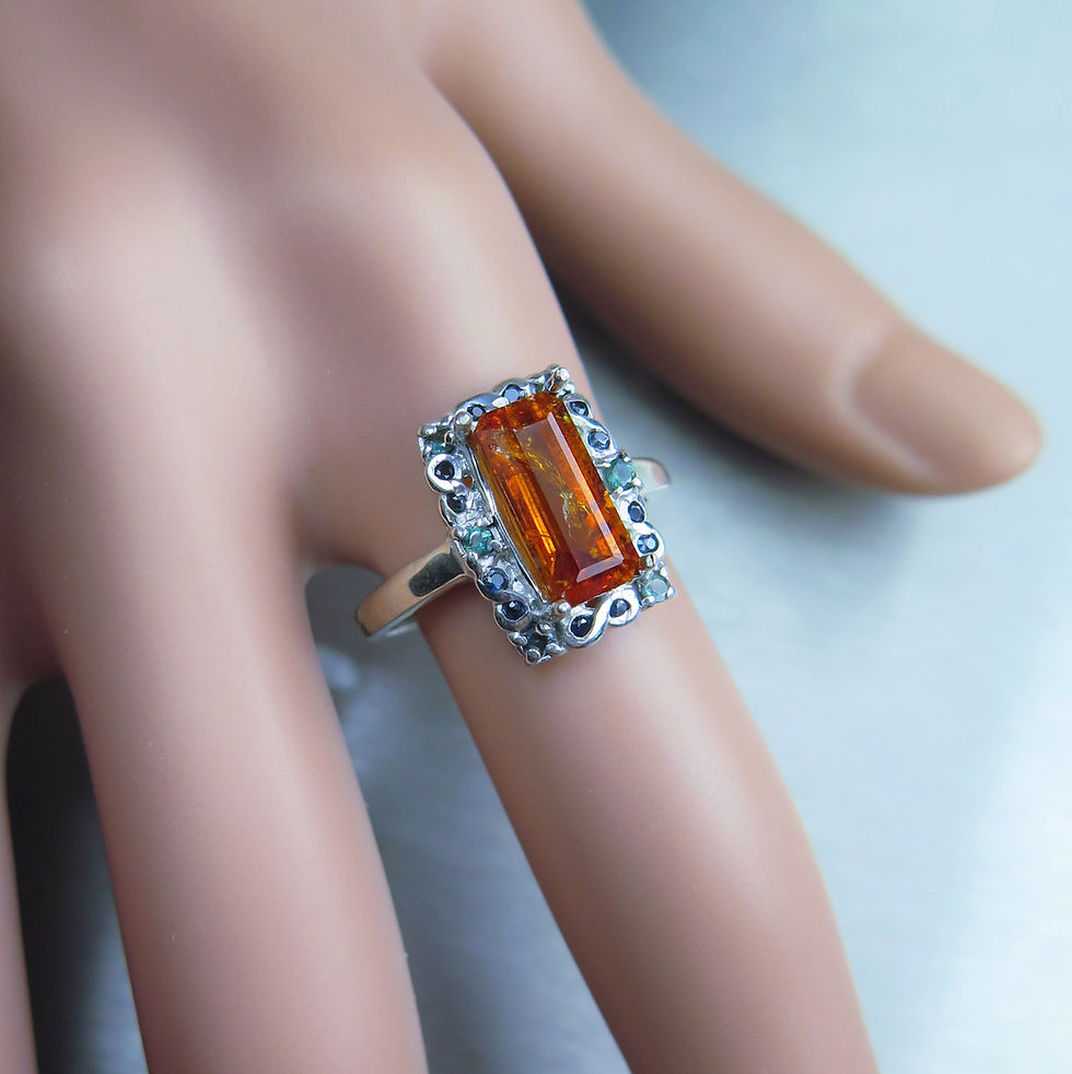 サムネイル： Rare Natural Clinohumite 925 Silver / Gold/ Platinum ring