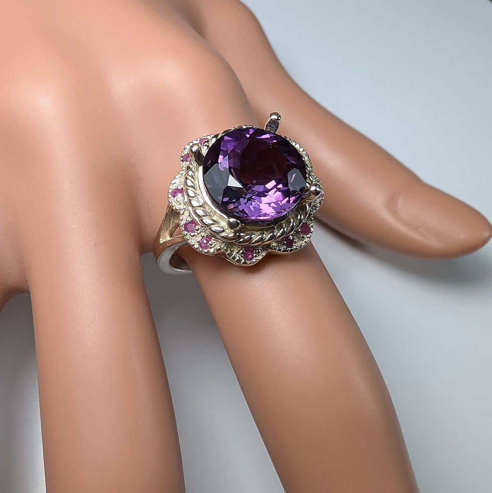 Miniature : 4.5ct Natural purple Amethyst 925 Silver / Gold/ Platinum ring