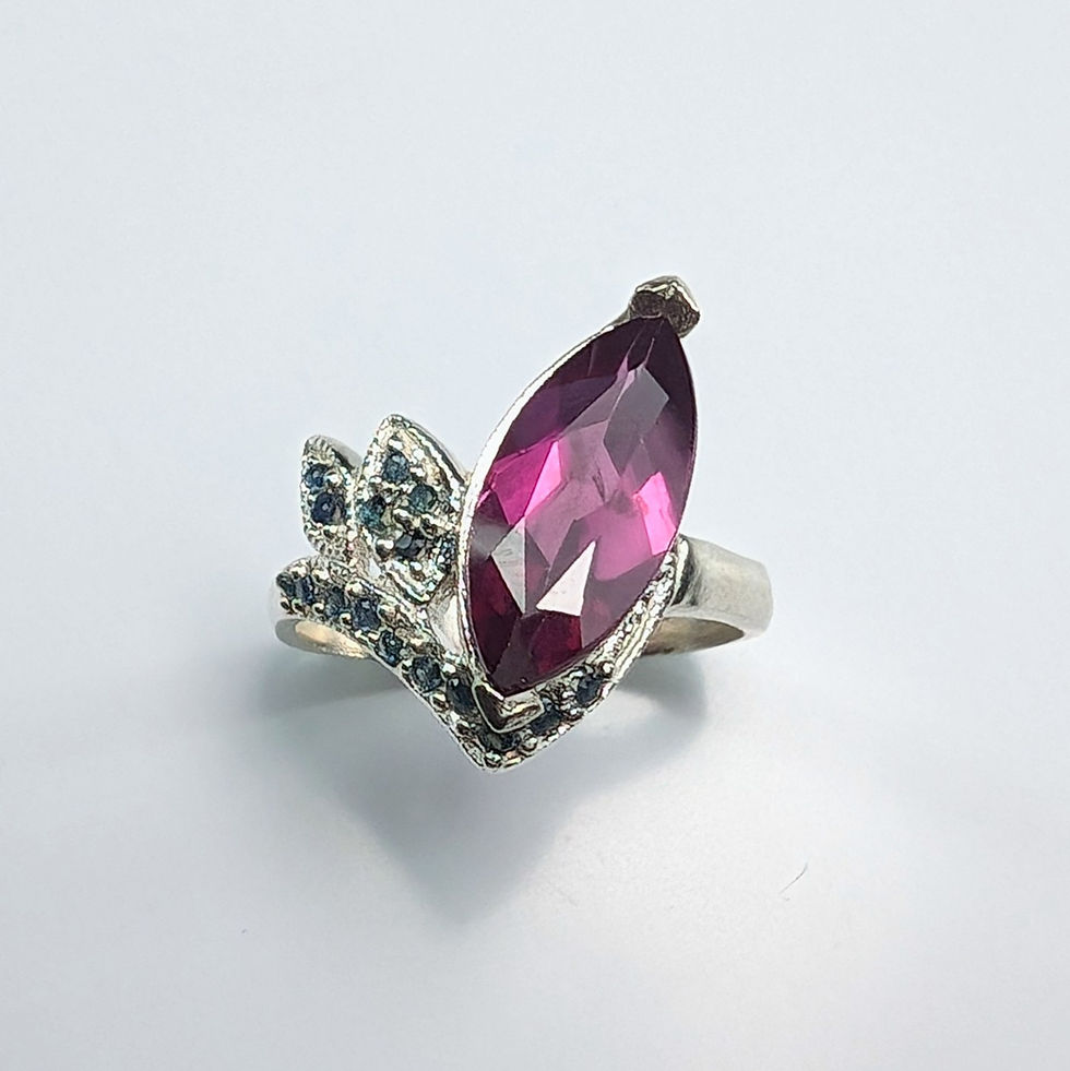 Thumbnail: 3.6ct Natural rubellite tourmaline red pink 925 Silver / Gold ring