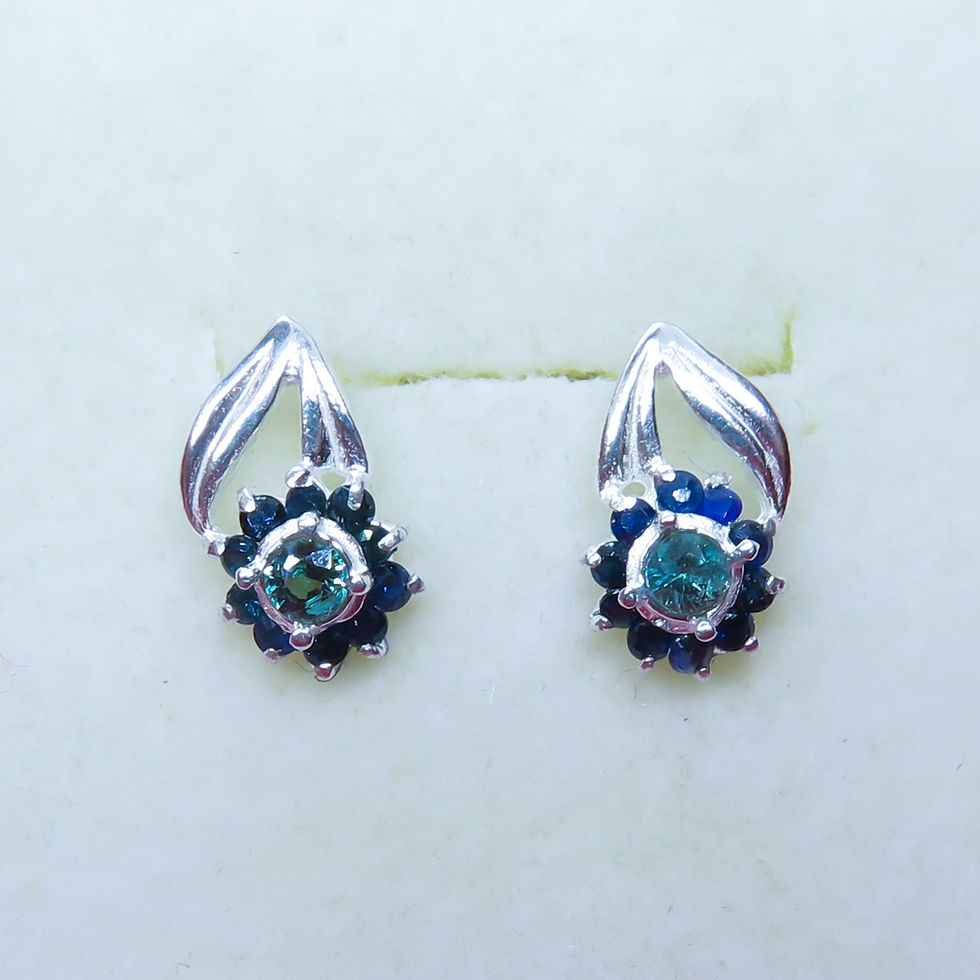縮圖：Natural Russian Alexandrite colour change green 925 Silver 9ct 14k 18k 375 585 750 Gold studs earrings