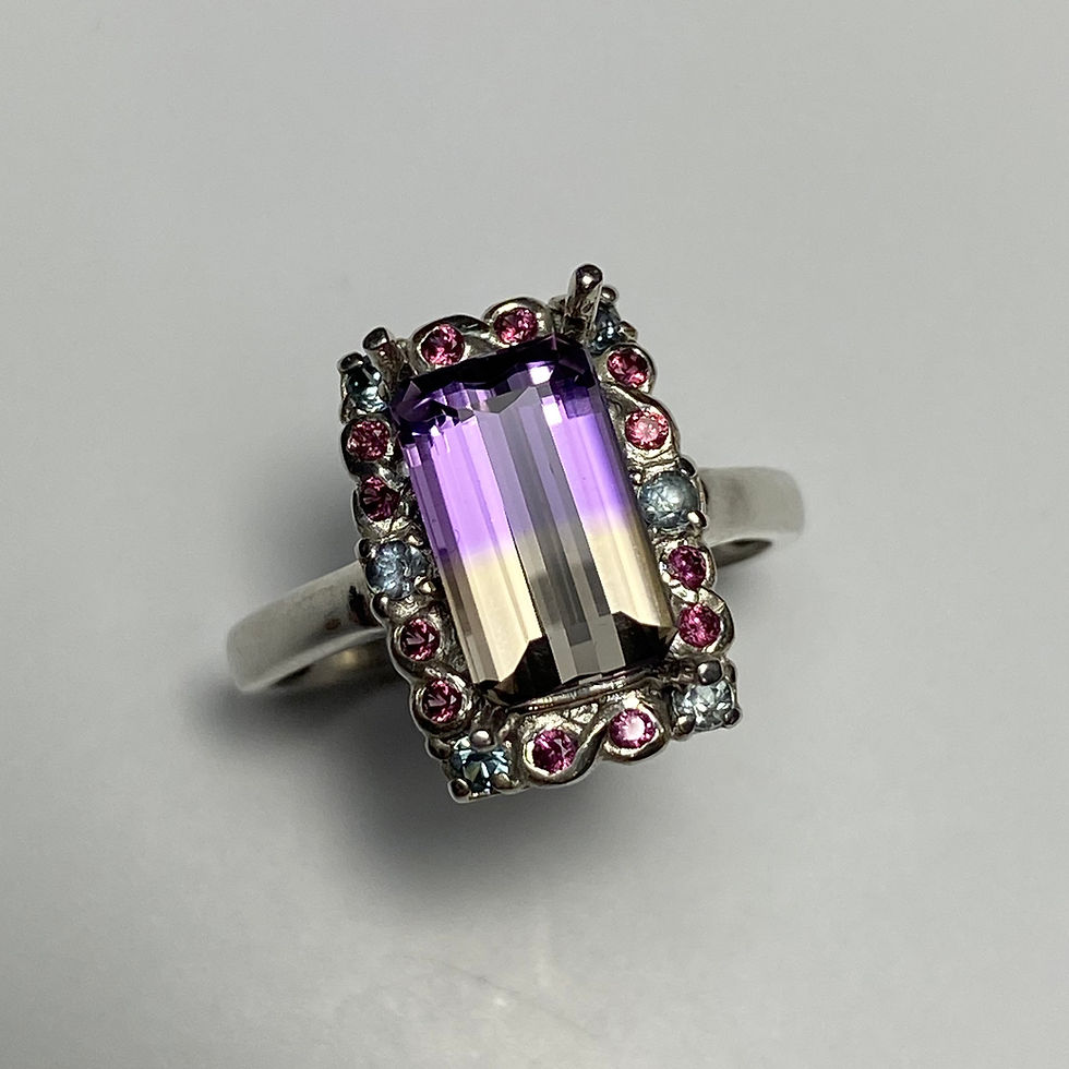 サムネイル： 2.3cts Natural Bi-colour Ametrine 925 Silver / Gold/ Platinum ring