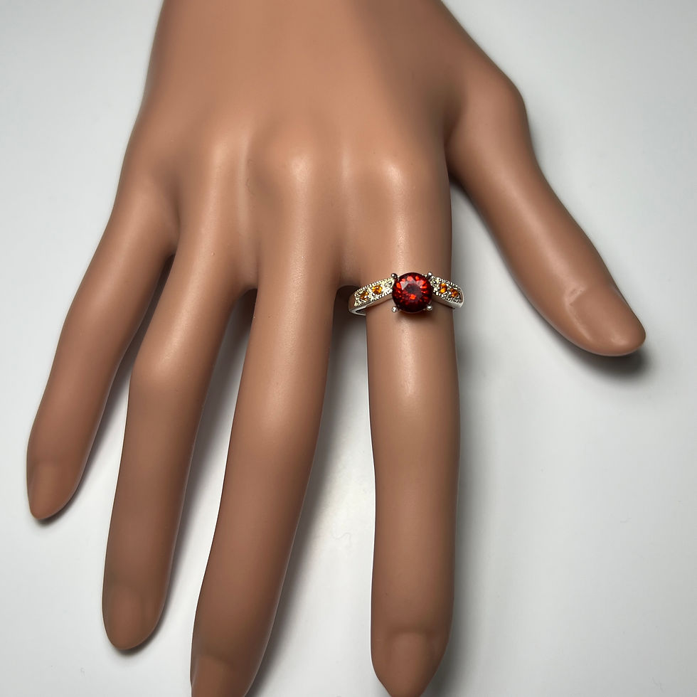 縮圖：Natural Garnet Spessartine Dark Red 925 Silver / Gold/ Platinum ring