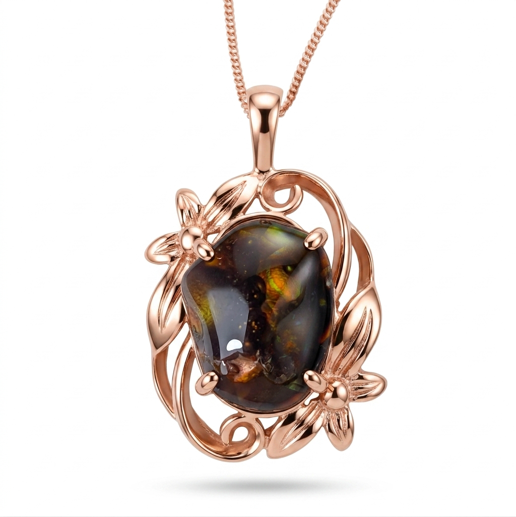 7.58ct Natural Fire Agate 925 Sterling Silver, Gold, Platinum pendant