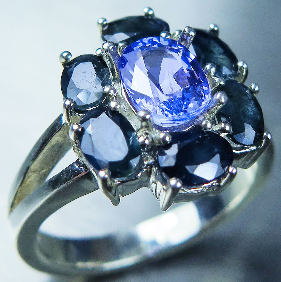 Miniature : Natural purple blue Tanzanite 925 Silver 9ct 14k 18k 375 585 750 Gold Platinum cocktail ring