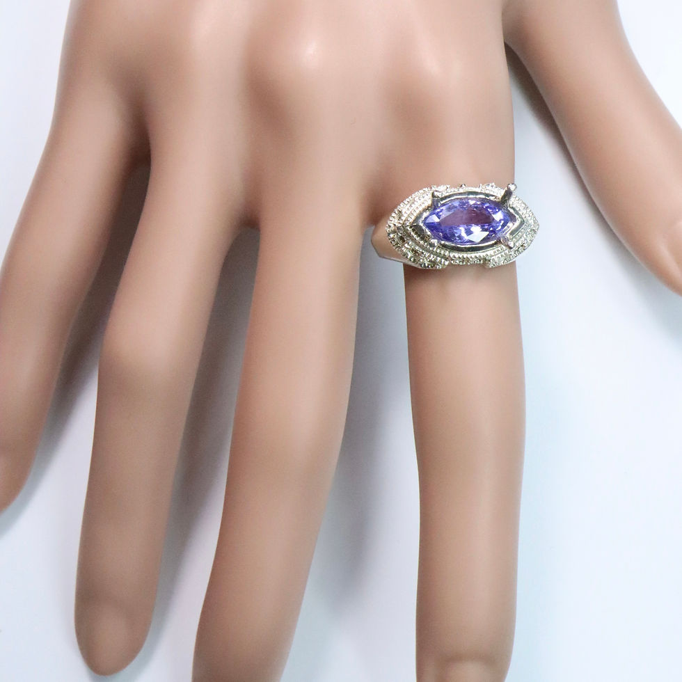 Miniatura: 1.5cts Natural purple blue Tanzanite 925 Silver / Gold/ Platinum ring