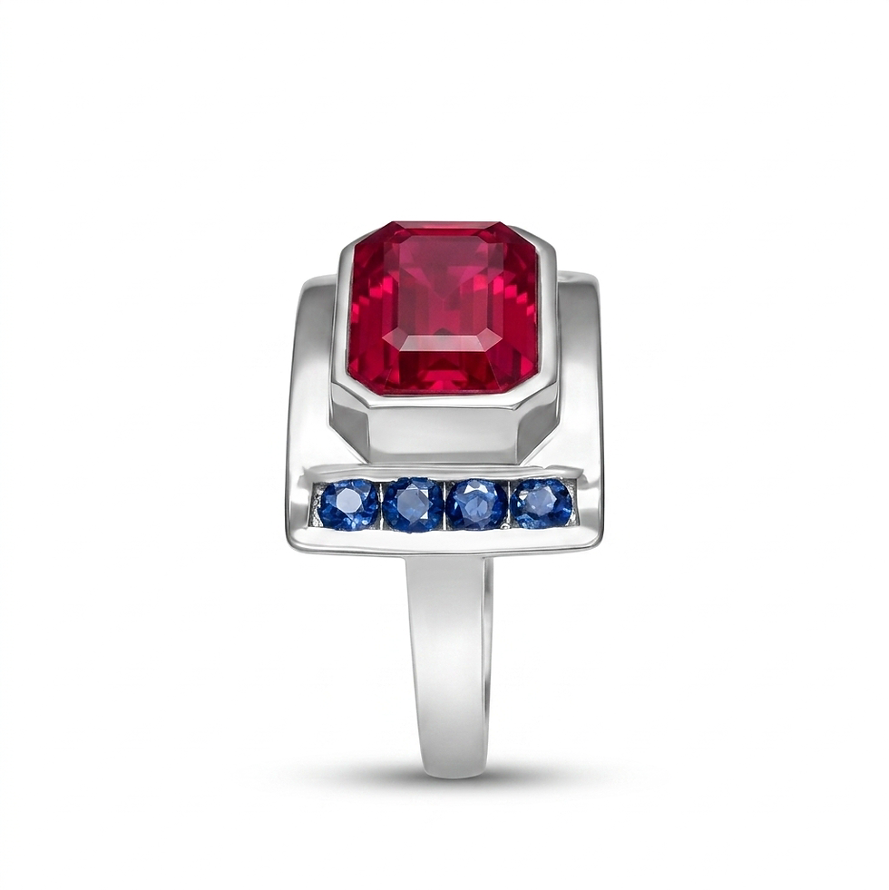 サムネイル： 4.67ct Natural Blood red ruby unisex ring Silver, Gold or Platinum