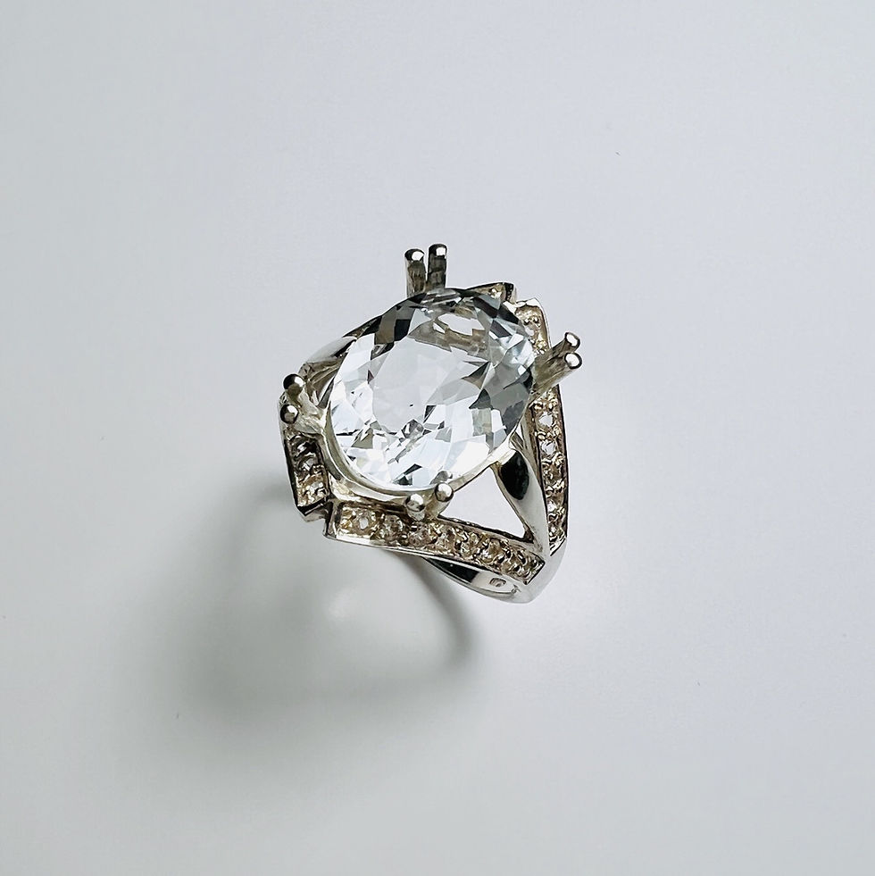 縮圖：4.4ct Natural aqua blue Aquamarine Silver/ Gold /Platinum engagement ring