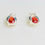 Miniatura: 0.85ct Natural Red Sapphire Silver /Gold pear stud earrings