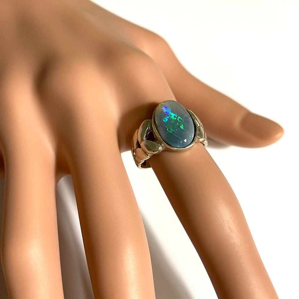 Миниатюра: 2.7cts Natural Australian Black Opal Silver / Gold / Platinum ring