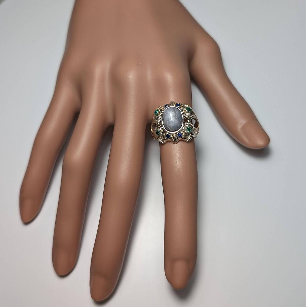 Miniatura: Product: 5.22ct Natural Blue ray star sapphires 925 Silver / Gold/ Platinum ring
