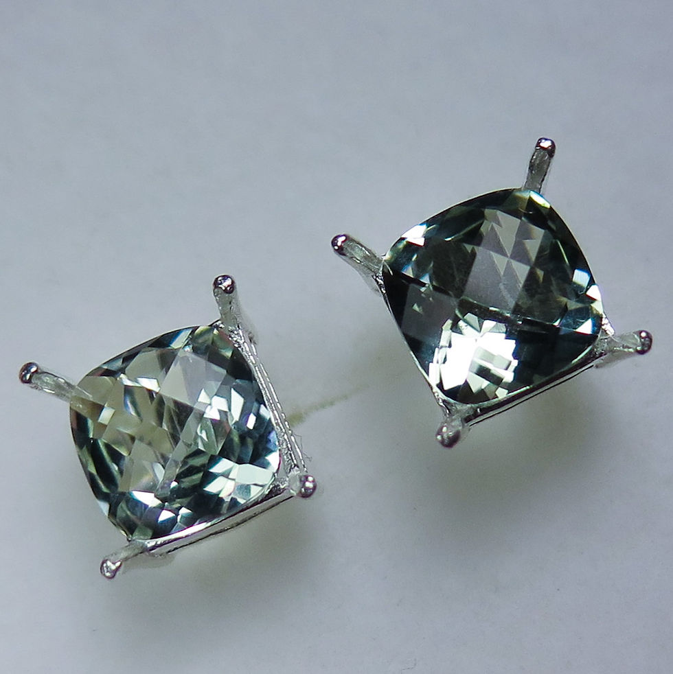 Miniatura: Natural Prasiolite Amethyst Silver /Gold / Platinum stud earrings