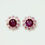Miniatura: Natural red ruby Silver /Gold stud halo claster earrings