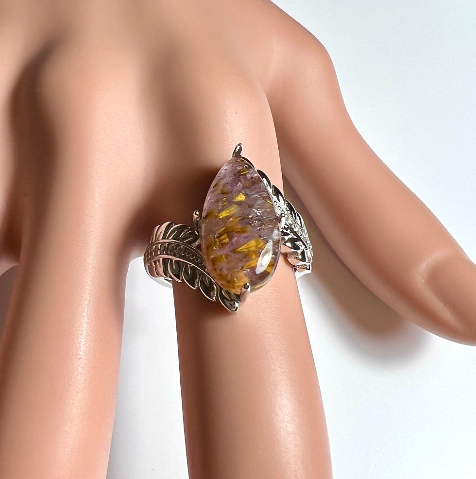 Miniature : 3.85ct Natural Super Seven Quartz Cacoxenite 925 Silver / Gold/ Platinum ring