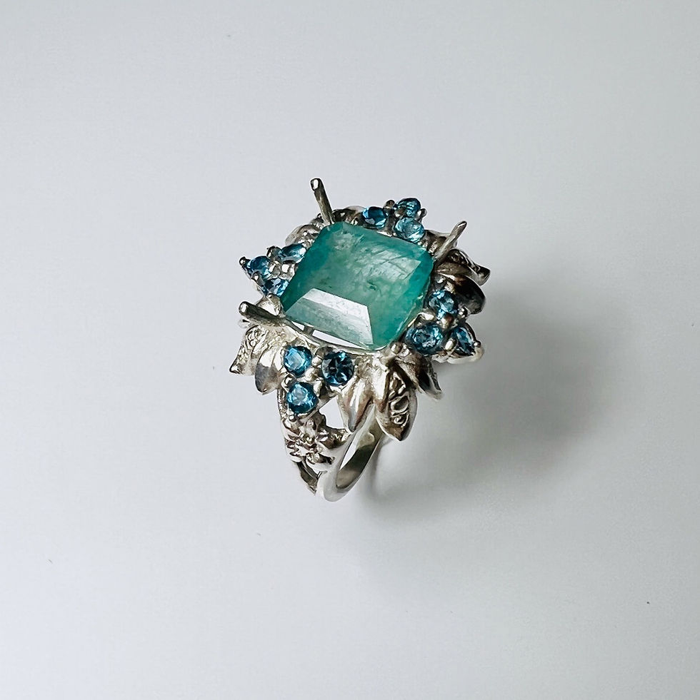 Thumbnail: 2.85cts Natural Grandidierite 925 Sterling silver art deco ring
