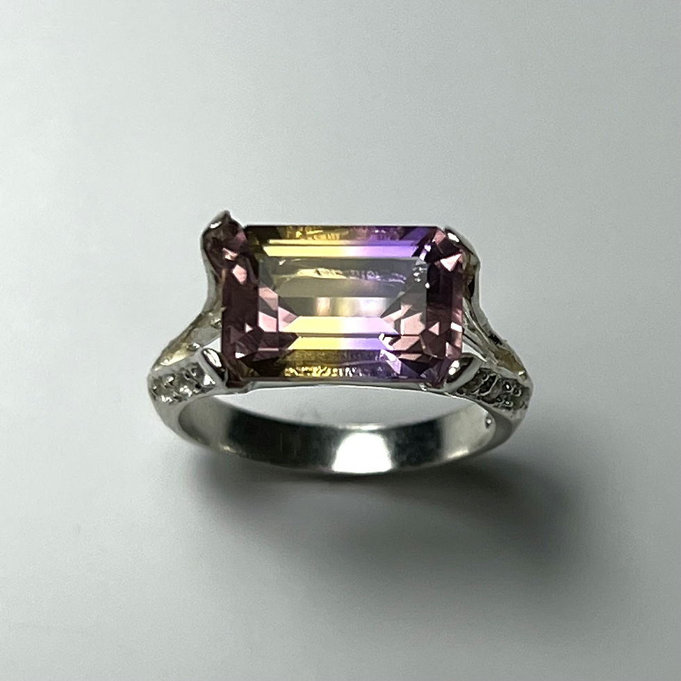 縮圖：4.7cts Natural Bi-colour Ametrine 925 Silver / Gold/ Platinum ring
