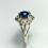 Miniatura: Natural royal blue star Sapphire 925 Silver 9ct 14k 18k 375 585 750 Gold 950 Platinum floral engagement ring