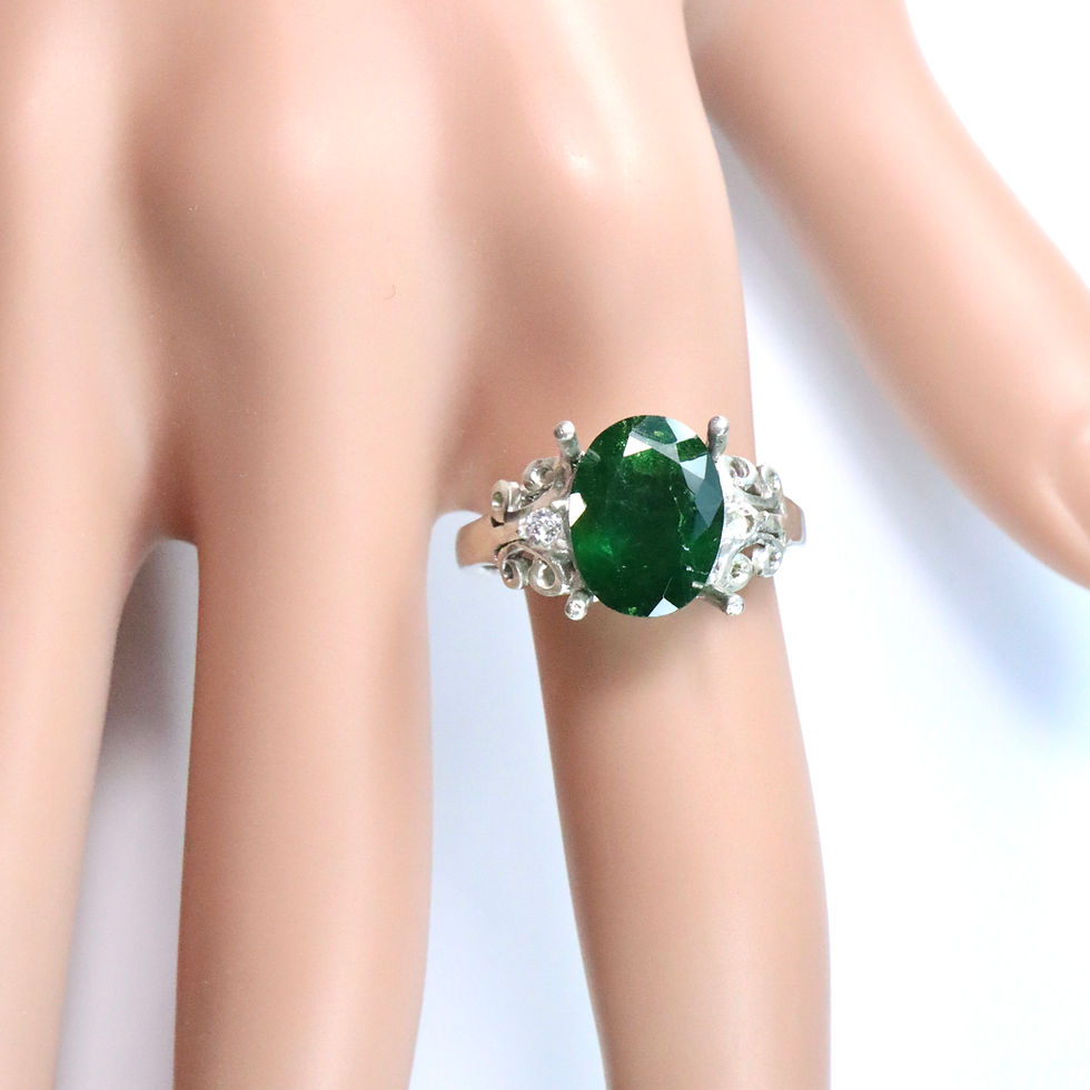 Miniatura: 4.1ct Natural Tsavorite Garnet 925 Silver / Gold/ Platinum engagement ring