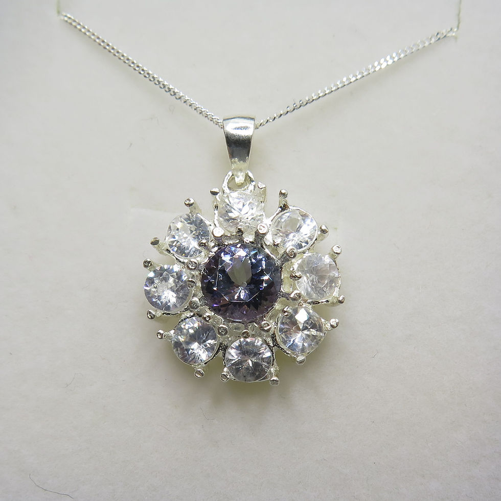 Miniatura: Natural purple blue Tanzanite 925 Silver 9ct 14k 18k 375 585 750 Gold Platinum round pendant