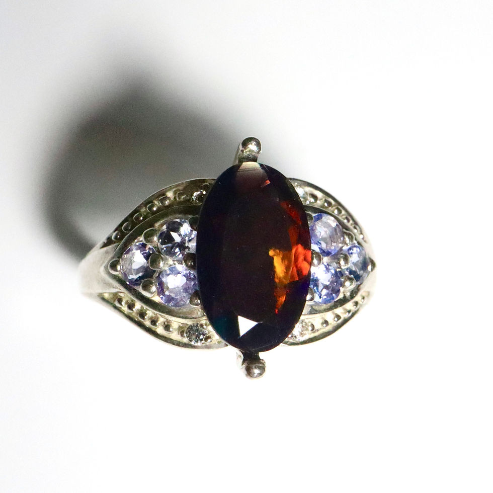 1.1ct Natural Black Welo Opal multi-colour Silver / Gold / Platinum ring