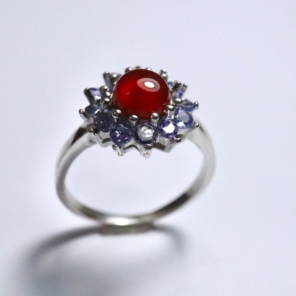 Miniature : Certified 0.75ct Natural Carnelian Orange red 925 Silver / Gold/ Platinum ring