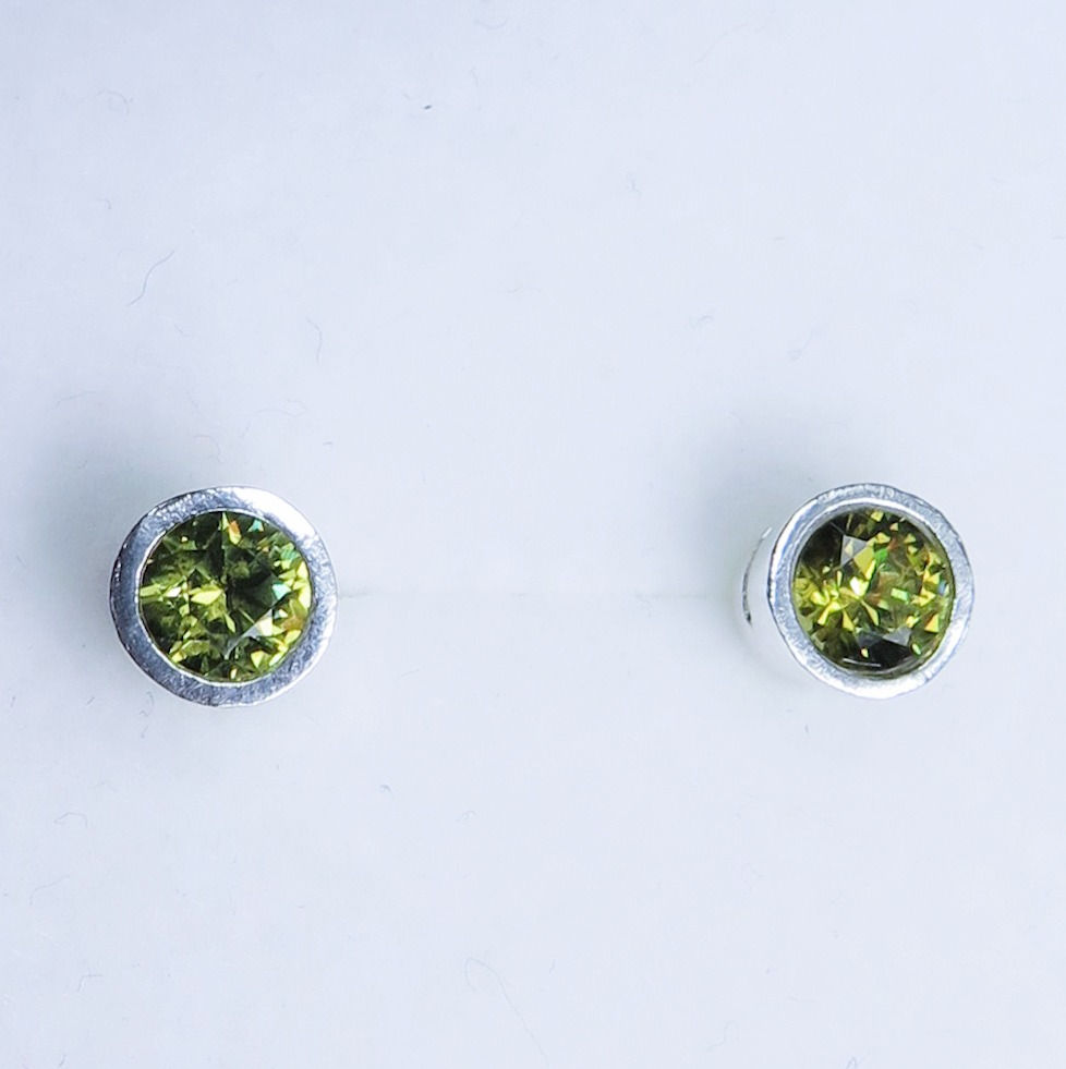 Thumbnail: 0.85cts Natural Demantoid Garnet Silver /Gold stud earrings