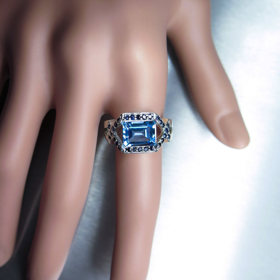 サムネイル： 2.8ct Natural Swiss Blue Topaz 925 Silver / Gold/ Platinum ring