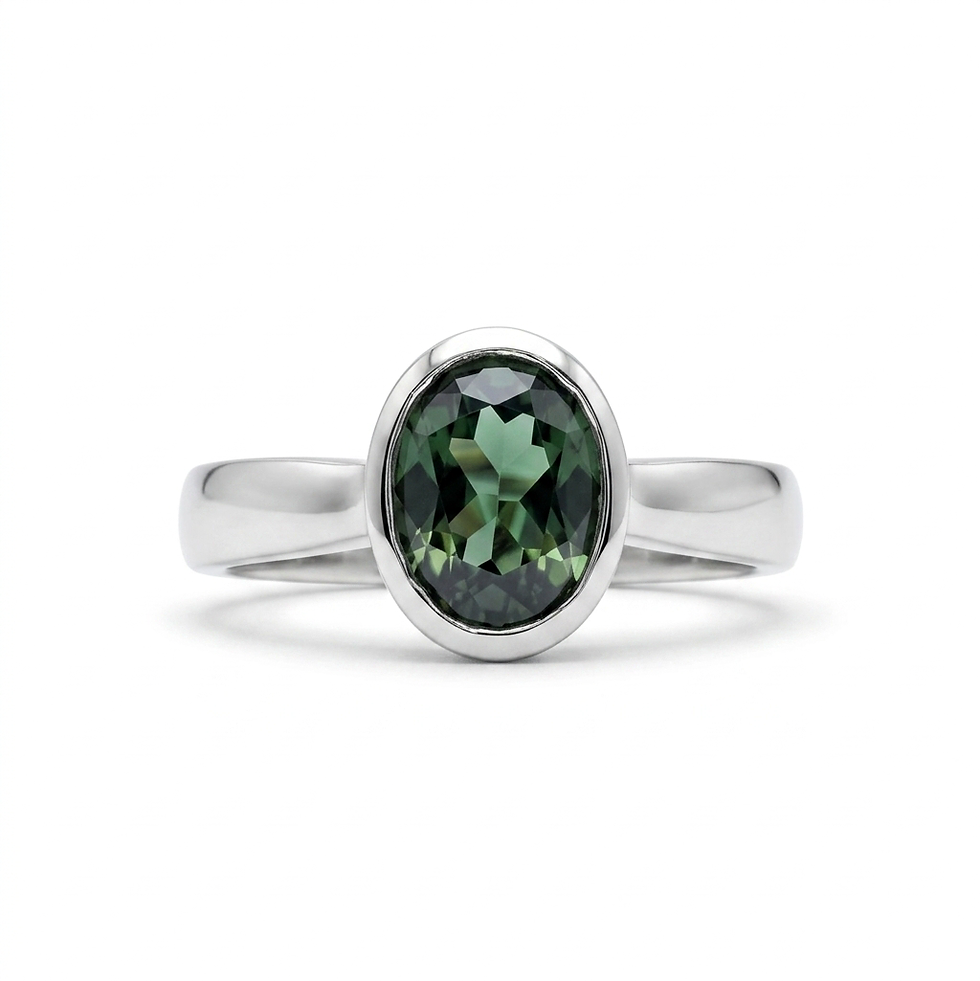 Thumbnail: RARE 0.96cts Natural bi-colour Kornerupine ring Silver, Gold, Platinum