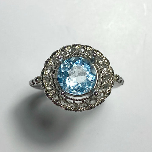 2.2ts Natural blue aquamarine Silver/ Gold /Platinum ring