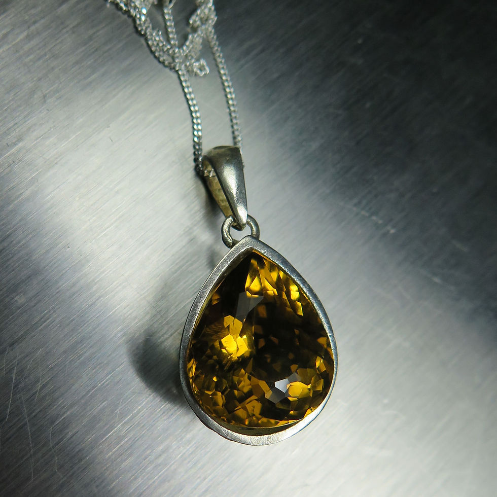 Miniatura: 11.3ct Natural Citrine Silver / Gold / Platinum pendant on chain