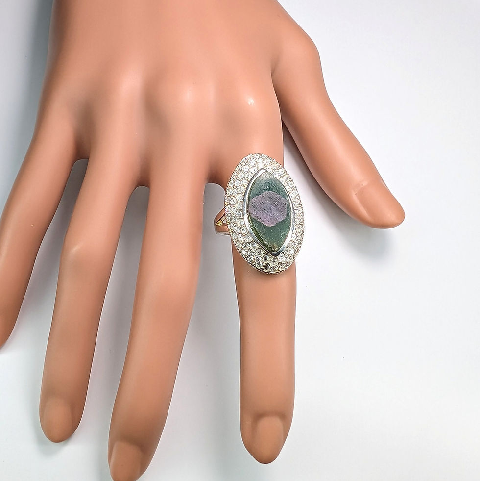 縮圖：5.86cts Natural Ruby Zoisite be-colour Silver/ Gold / Platinum evil eye ring