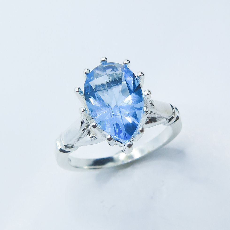 Miniatura: 3.3ct Natural Swiss Blue Topaz 925 Silver / Gold/ Platinum solitaire ring