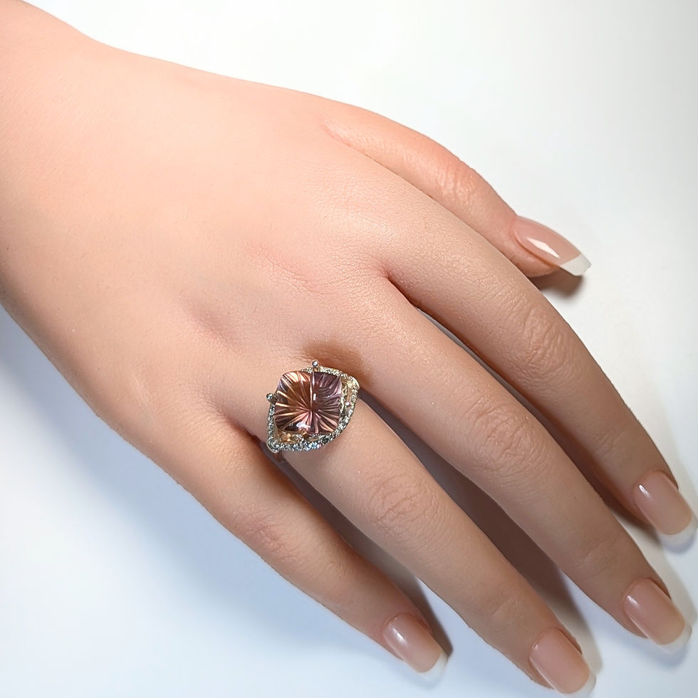Miniature : 9.1cts Natural Bi-colour Amethyst Ametrine 925 Silver / Gold/ Platinum ring