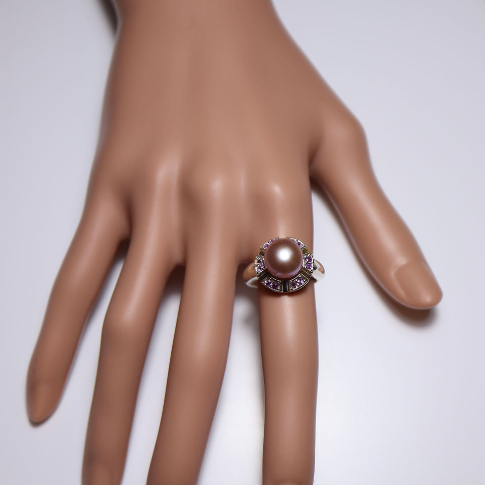 縮圖：Certified Cultured Lavender Pink Freshwater Pearl 925 Silver / Gold ring