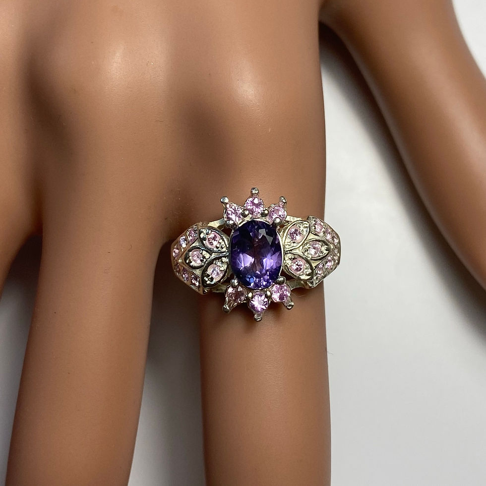 Миниатюра: 1ct Rare Natural Purple Scapolite 925 Silver/ Gold/ Platinum ring