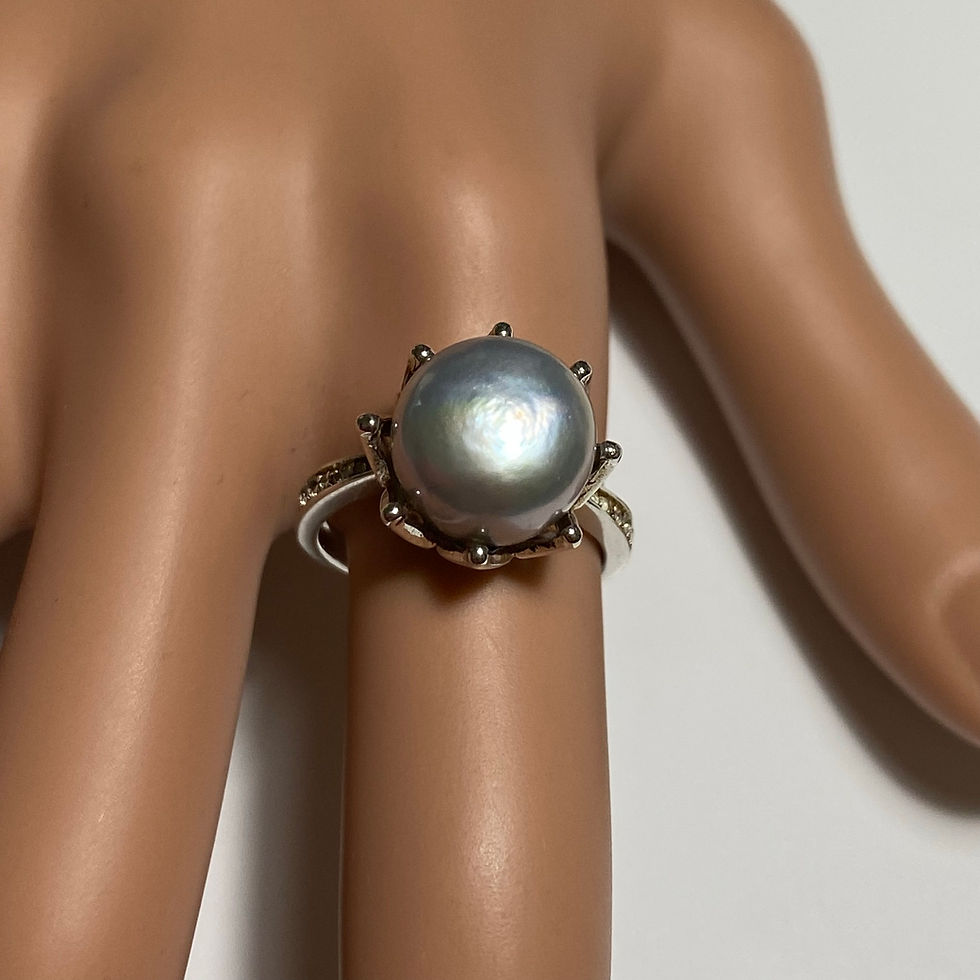 Miniatura: Certified Cultured Freshwater Pearl silver grey 925 Silver / Gold/ Platinum ring